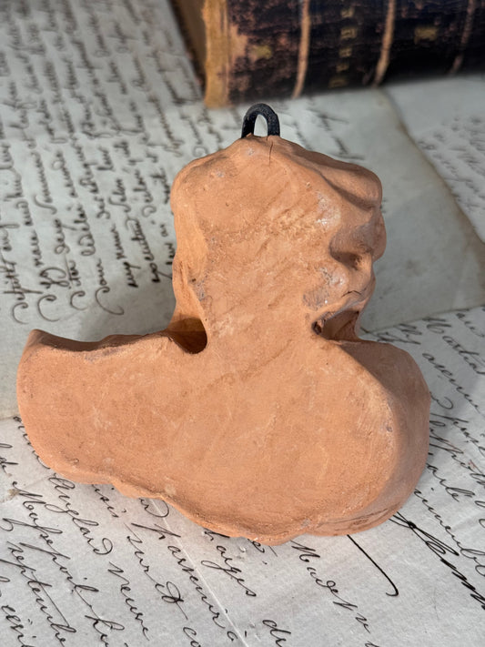 Handcrafted Florentine Terracotta Cherub with Raised Wings