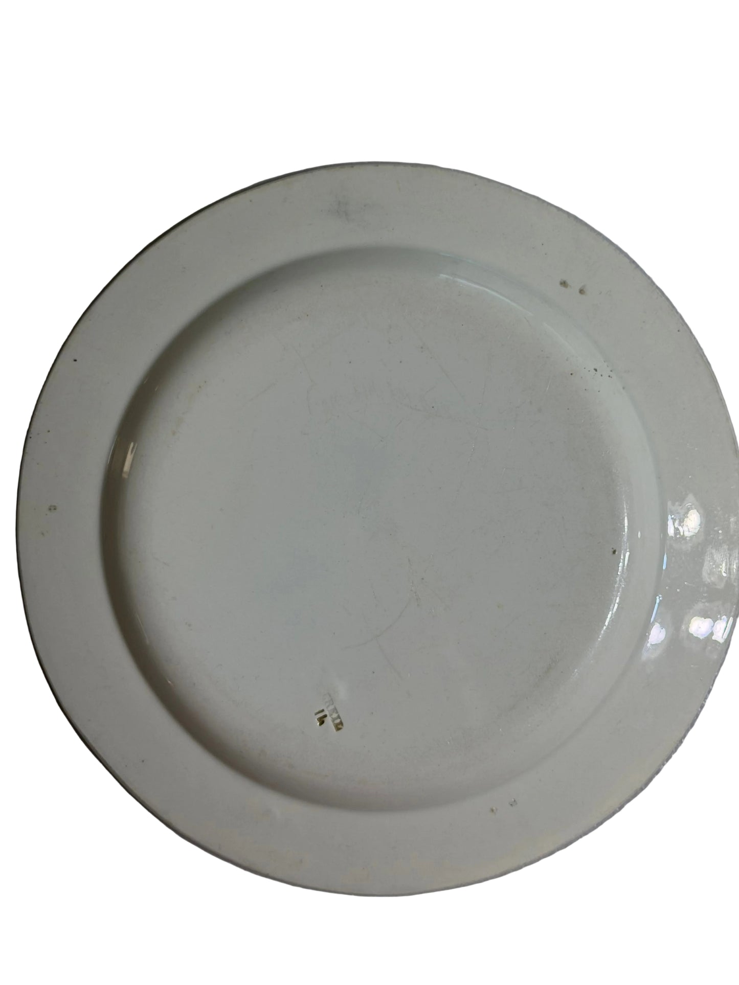 Antique French Creil Black Transferware Hunt Scene Plate with Hunter, Horse & Hound, 8.25”