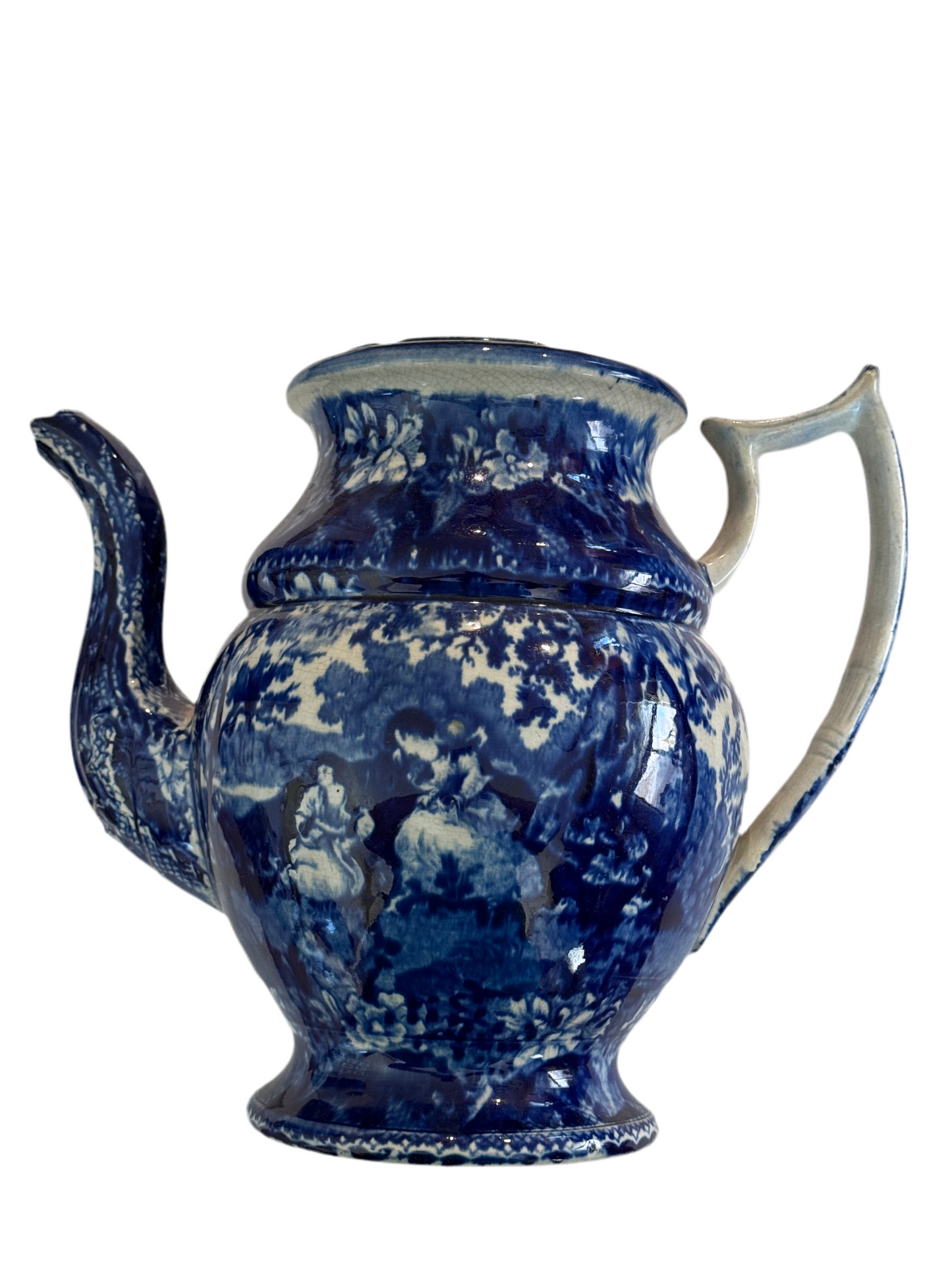 Antique English Historical Blue
Pastoral Landscape Jug, No Lid