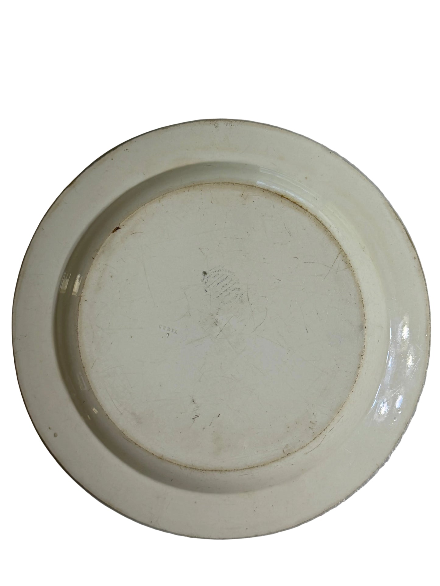 Antique French Creil Black Transferware Plate “Les Premiers Pas de l’Amour,” 11”