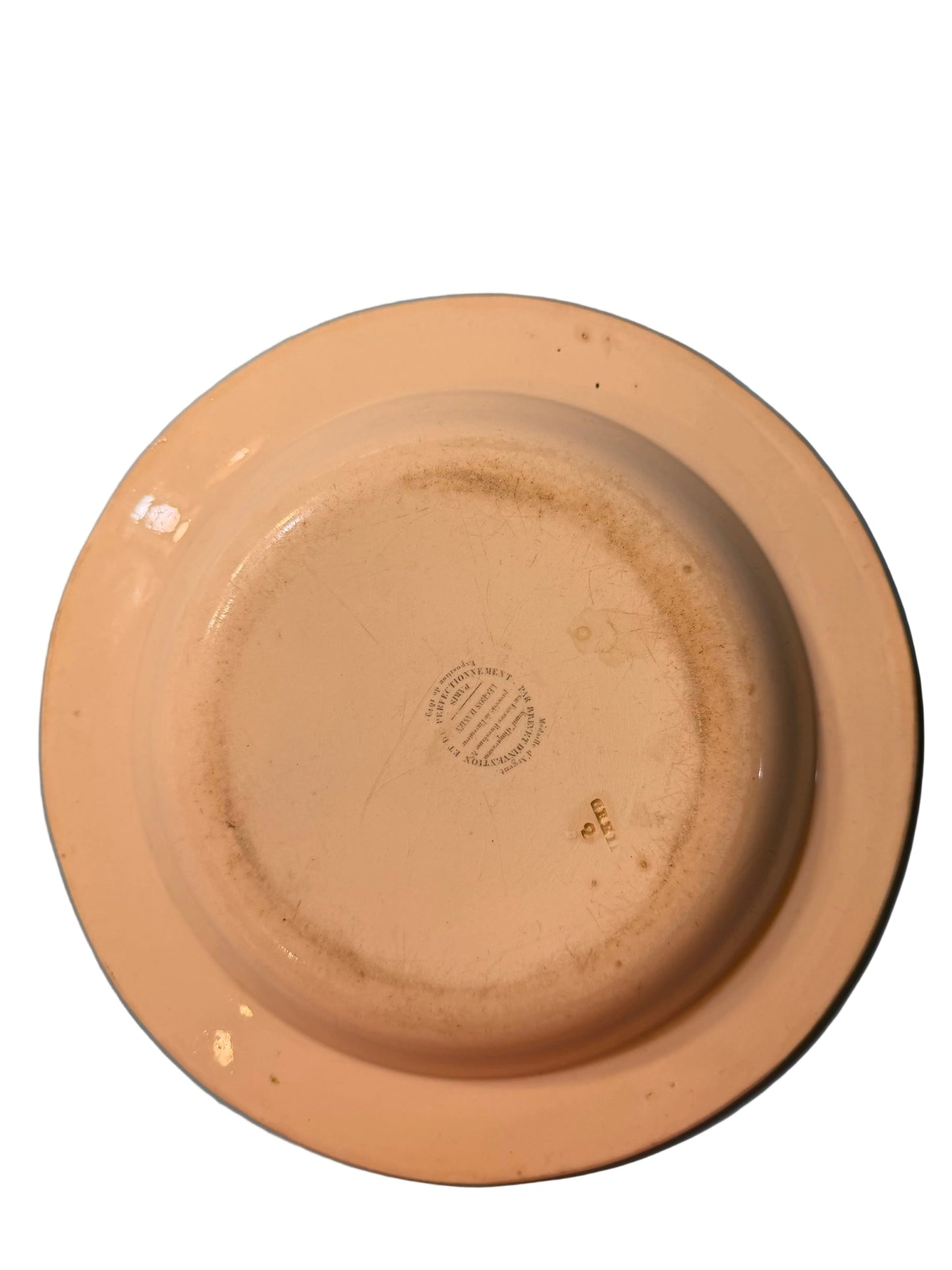 Early 19th Century French Creil Creamware Transferware Shallow Bowl | Plectrude Entreprend de Gouverner