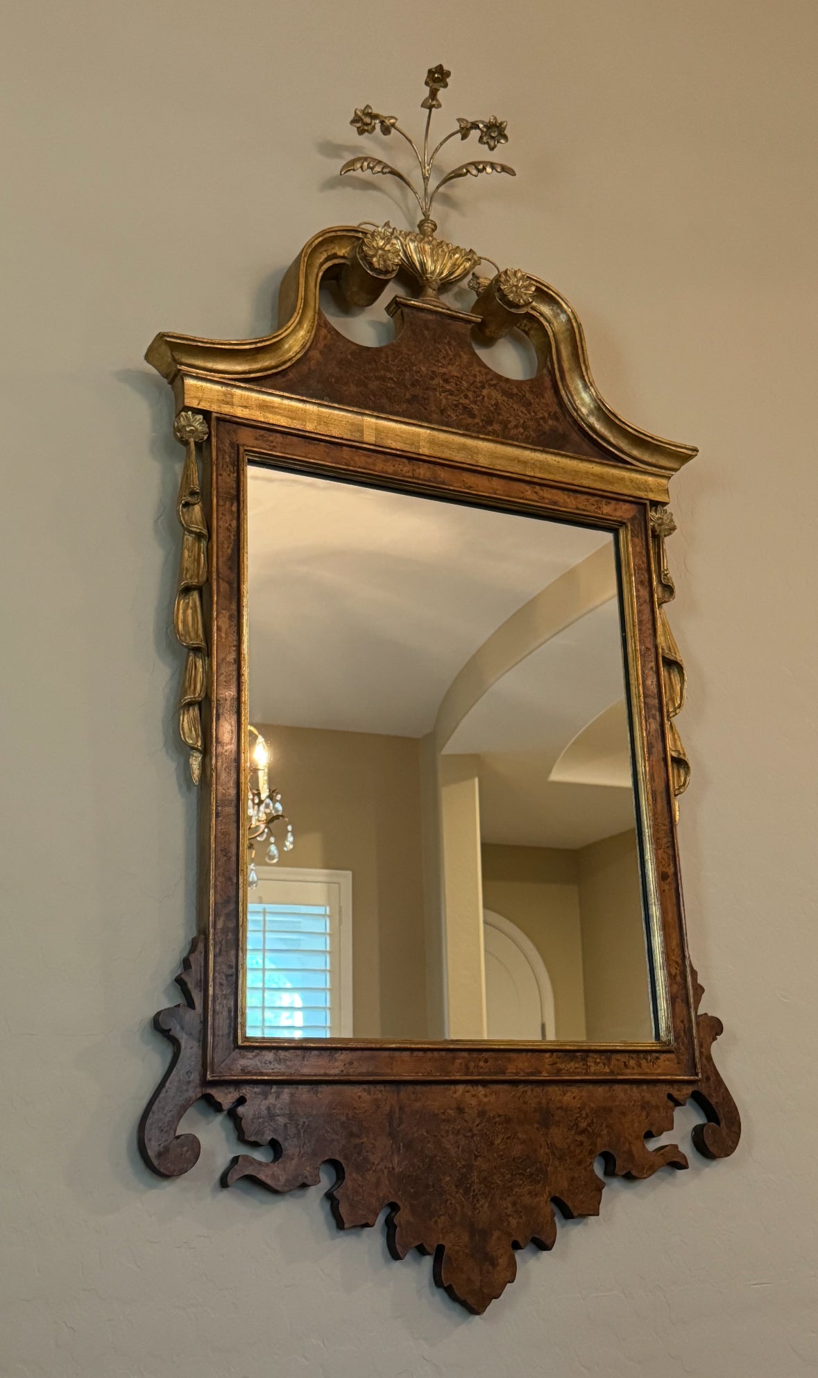 1/2 Italian Walnut Burl Mirror