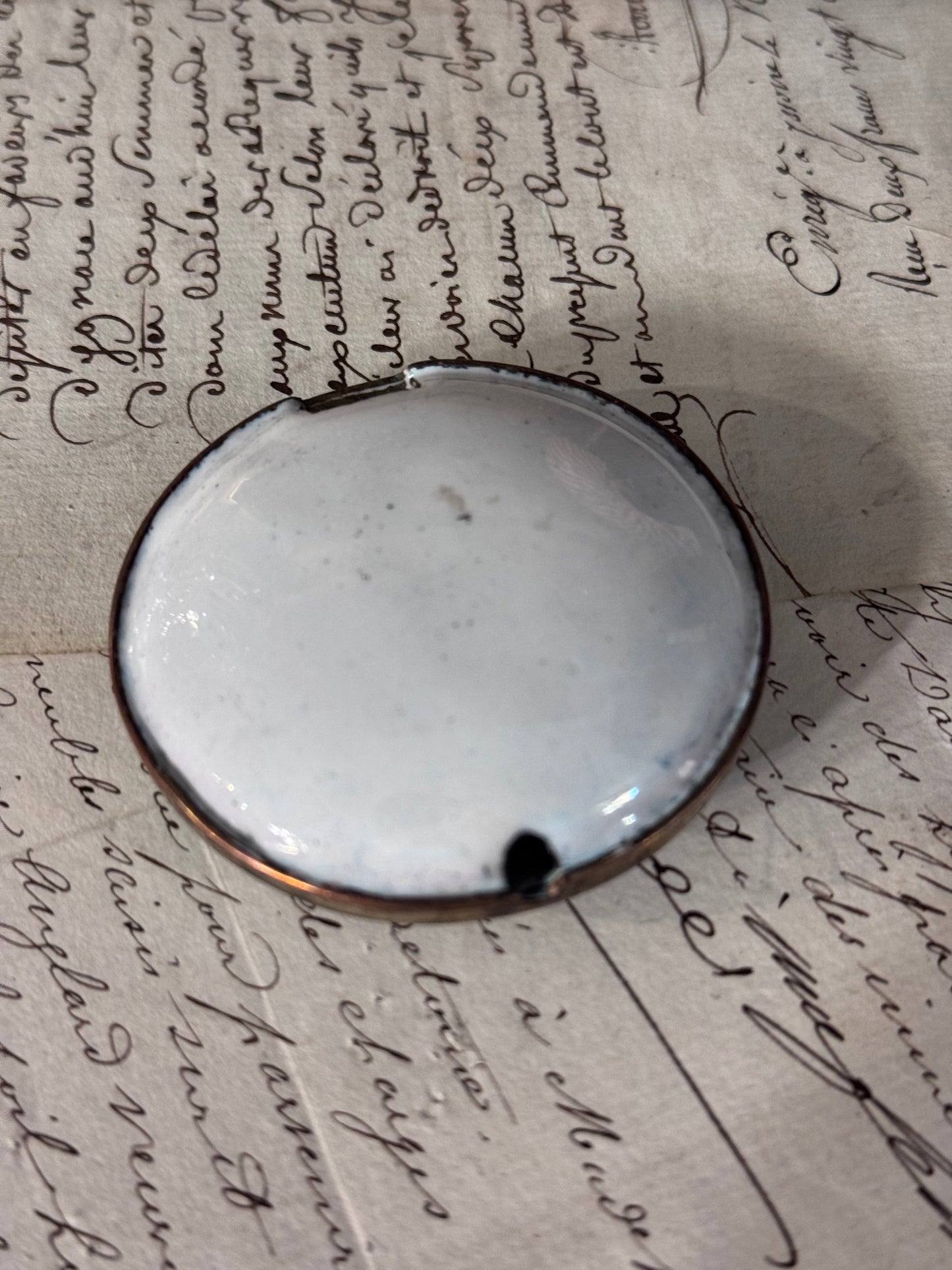 Hand Painted French Enamel Portrait Miniature 2.25”