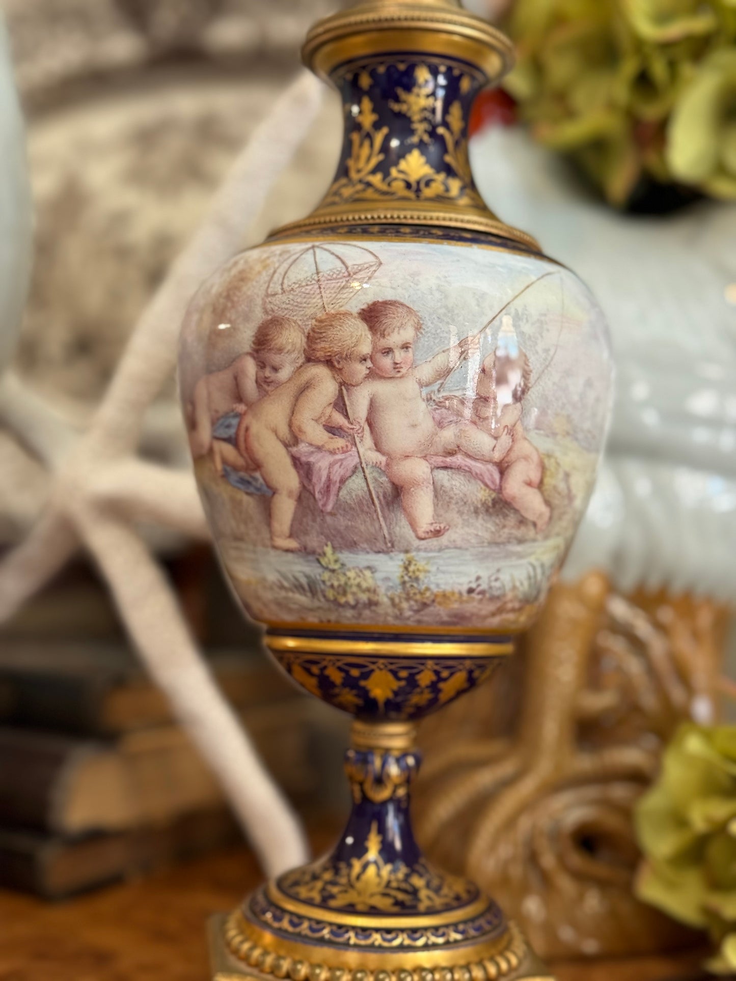 Reserved 19th c. Sèvres Lamp with Cherubs and Little Girl