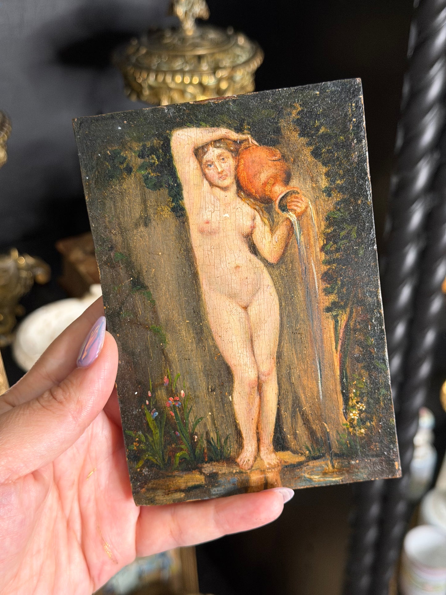 Reserved Antique Oil Painting Mini