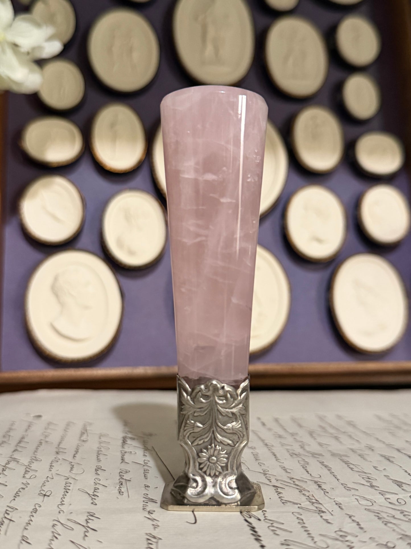 Reserved Antique French Pink Rock Crystal Wax Seal