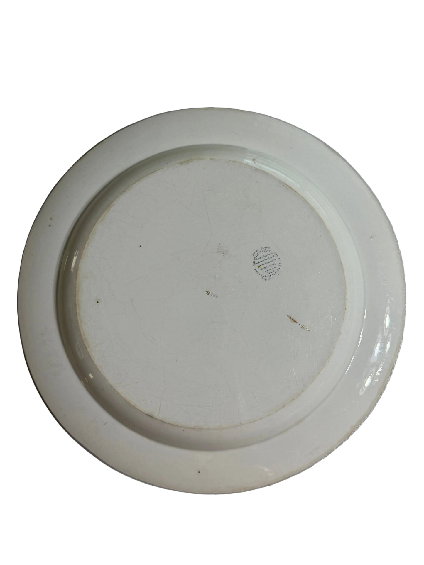 Antique French Creil Black Transferware Platter, Maison de Campagne de Carril, Comté de Medlenx, 13.25”