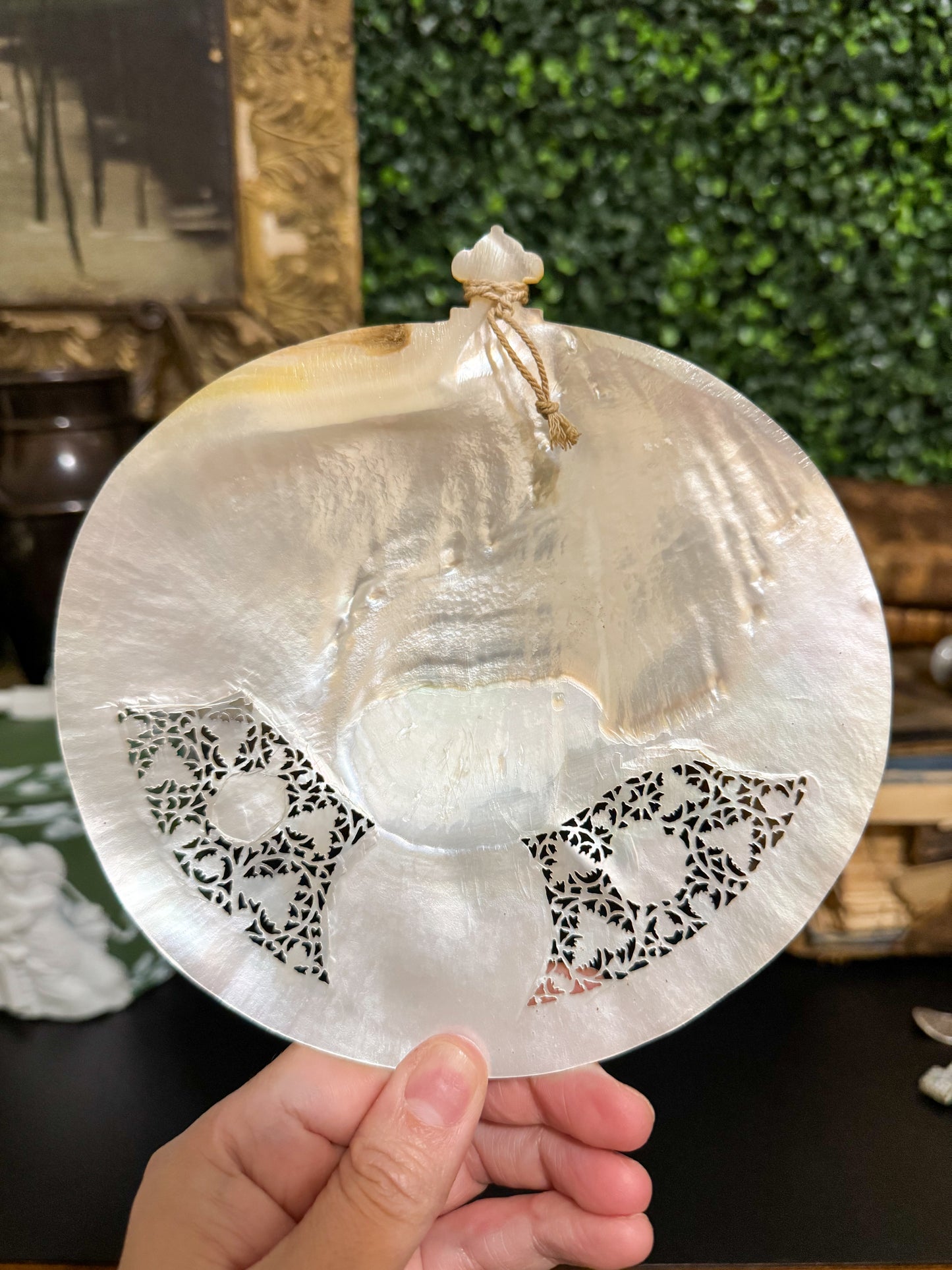 19th Century Intensely Carved Mother of Pearl Religious Devotional Shell