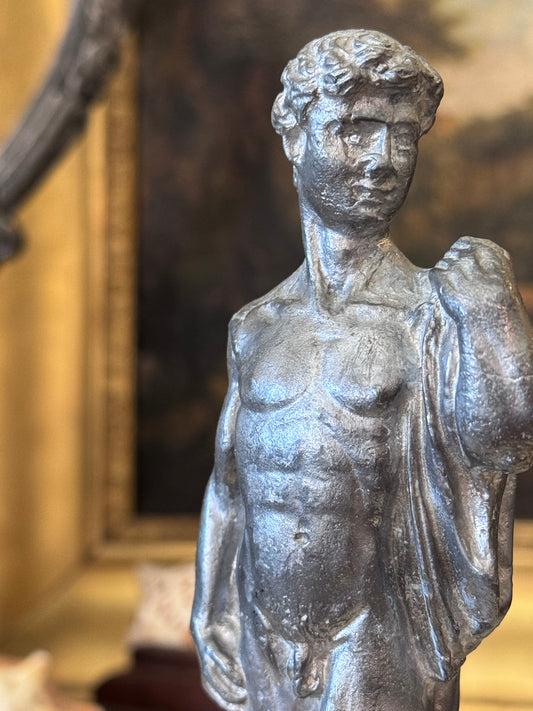 Antique French David Figurine in Heavy Metal