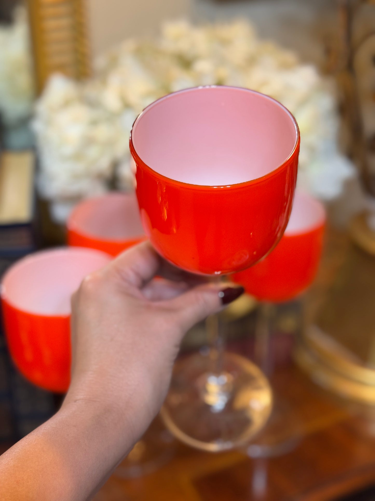 Vintage Carlo Moretti Italian Wine Glasses 9.5” Set of Four