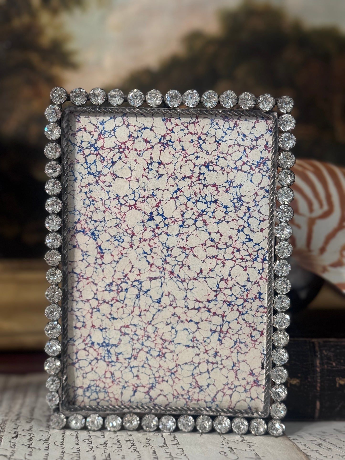 Antique French Paste Crystal Frame 6”
