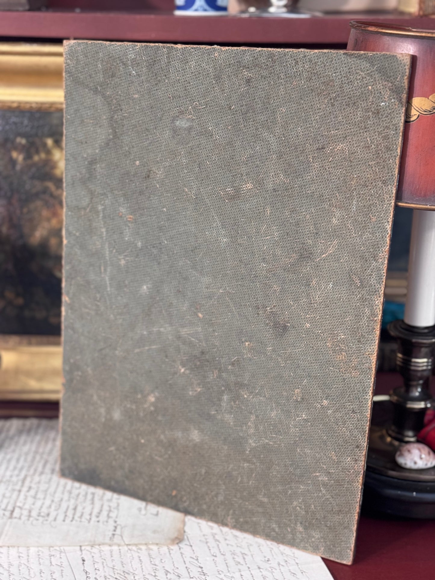 Paris Market Oil Painting of Seated Boy Interior Scene