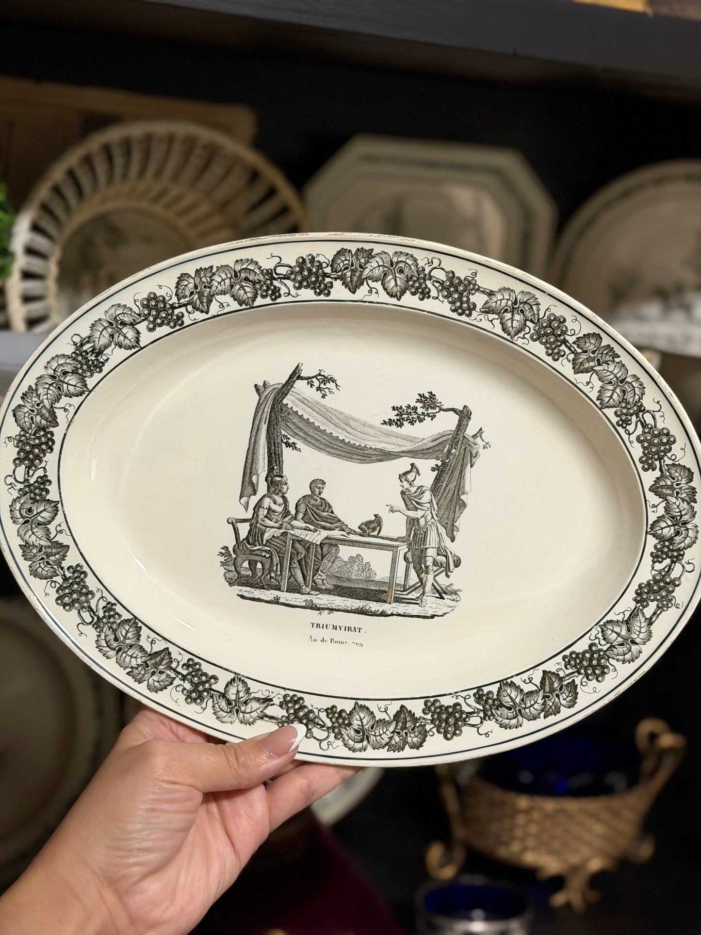 Reserved July Creil Plate, Creil 12” Platter, Horse Agate Wax Seal