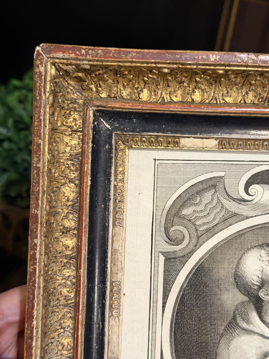 17th Century French Engraved Portrait of Cardinal Guillaume Fillastre in Period Gilt Frame, 12 x 9.75 in.