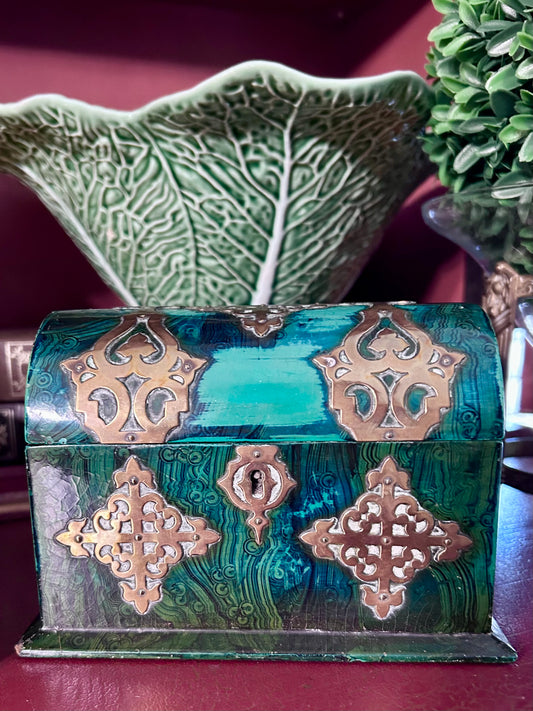 Reserved Maritza 19th c. English Papier Mache Malachite Box