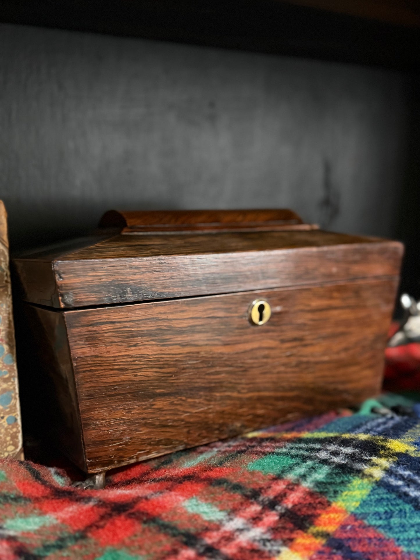 Reserved Antique English Sarcophagus Style Tea Box