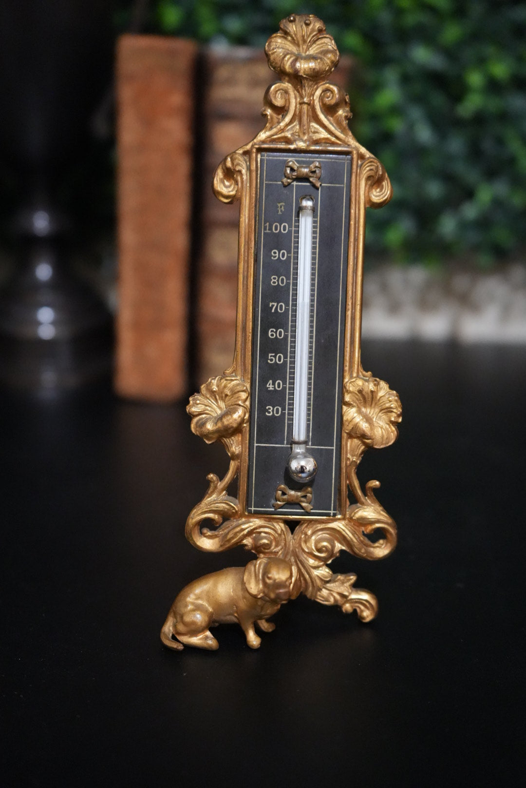 Antique Tabletop Thermometer with The Sweetest Dog