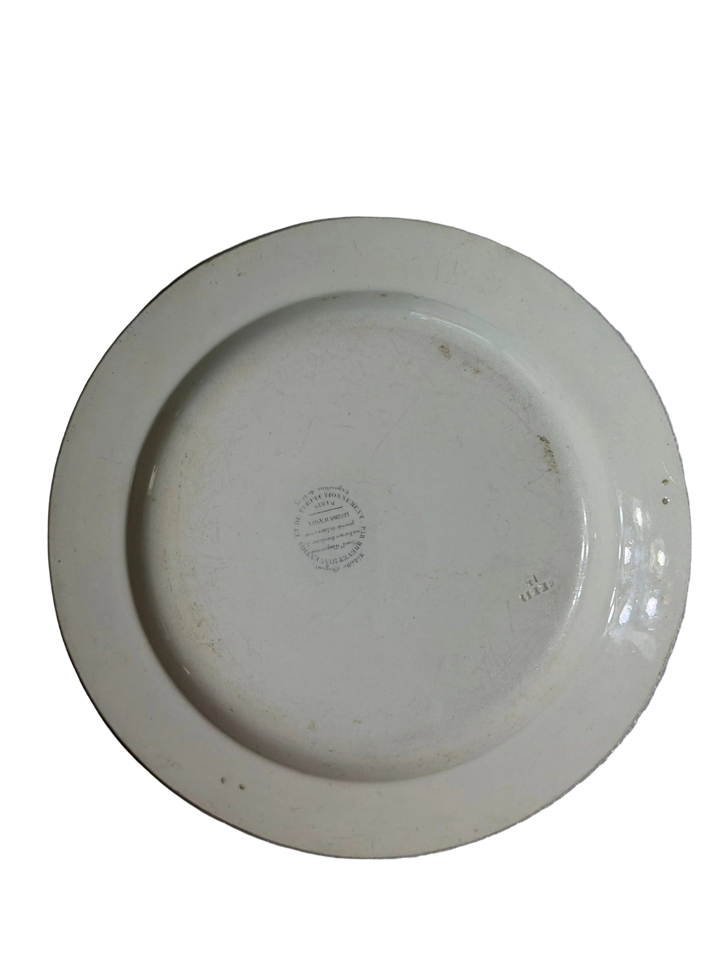 Early 19th Century French Creil Black Transferware Hunt Scene Plate 8.25”