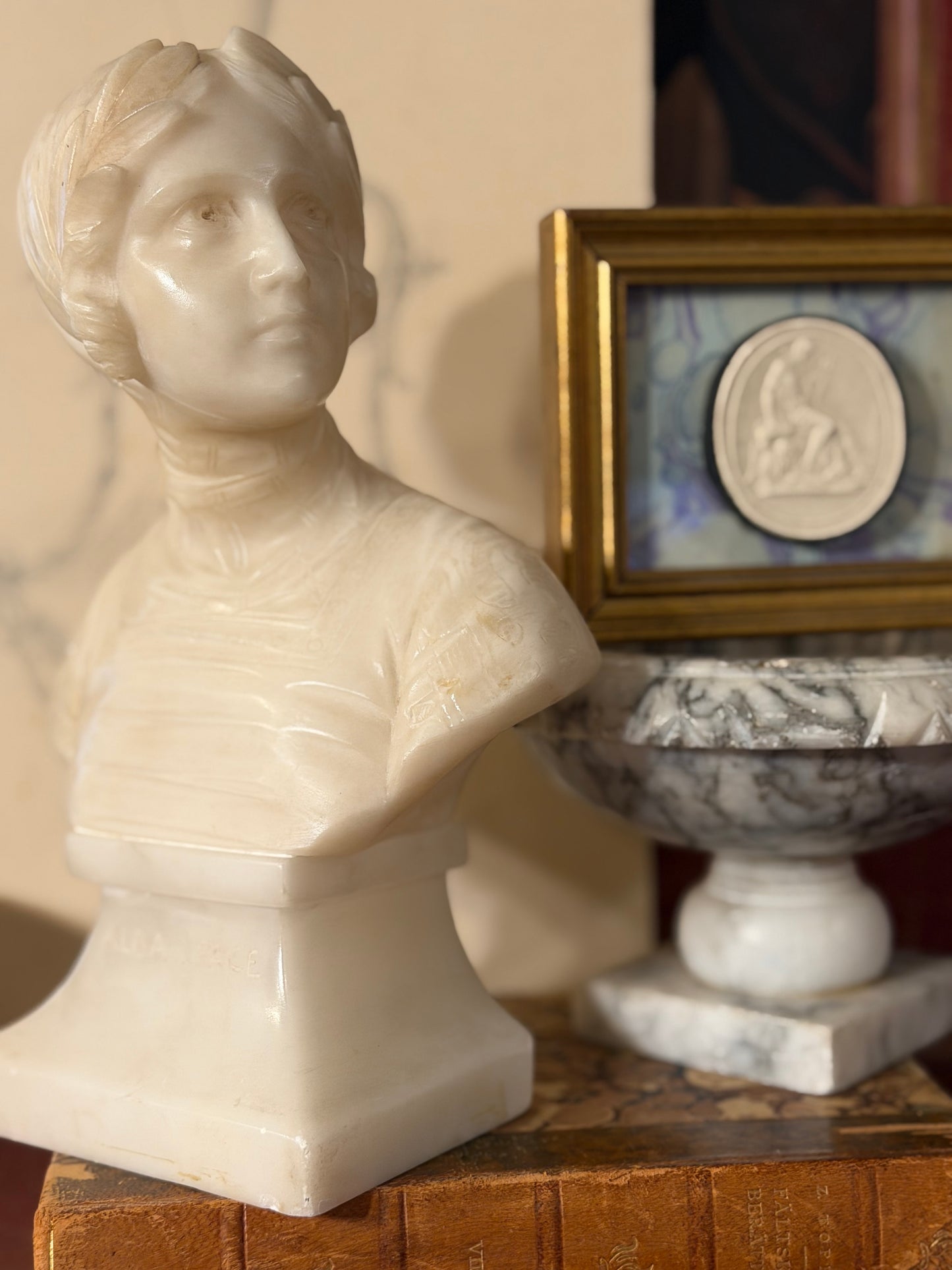 Reserved Antique Alabaster Bust