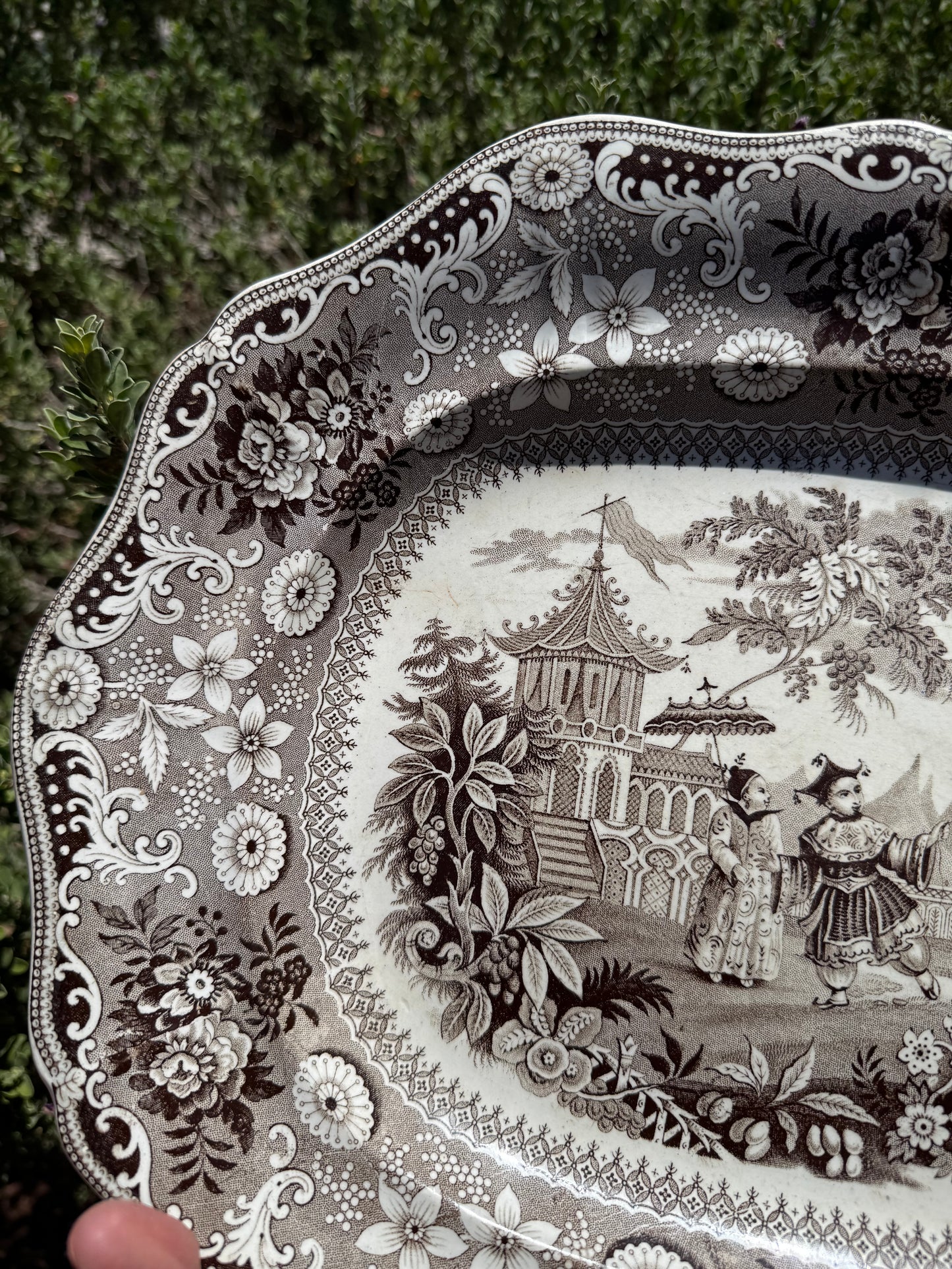 Gorgeous Early 19th c. English Ironstone Platter in “Chinese Pastime” Pattern