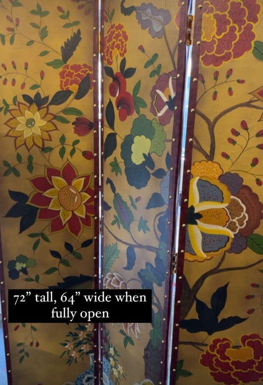 Reserved Gorgeous Hand Painted Vintage Floor Screen