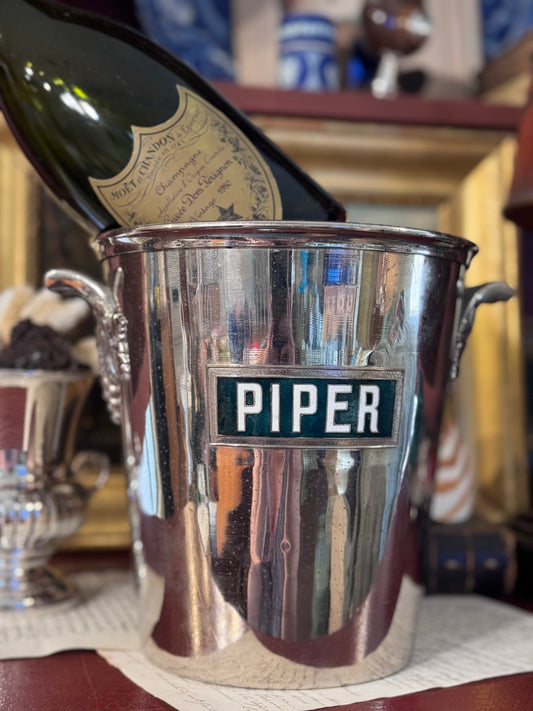 French Piper Heidsieck Champagne Bucket from Reims with Grape Motif Handles 9.5”