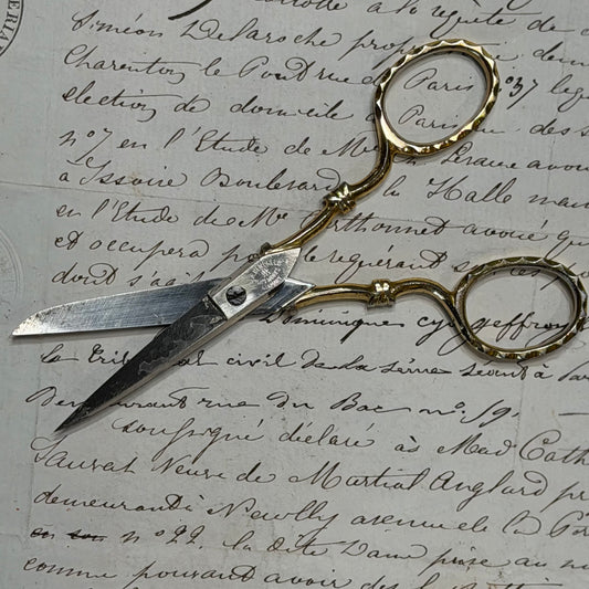 Reserved German Scissors, French MOP quill, Pair French Bronze Salvage