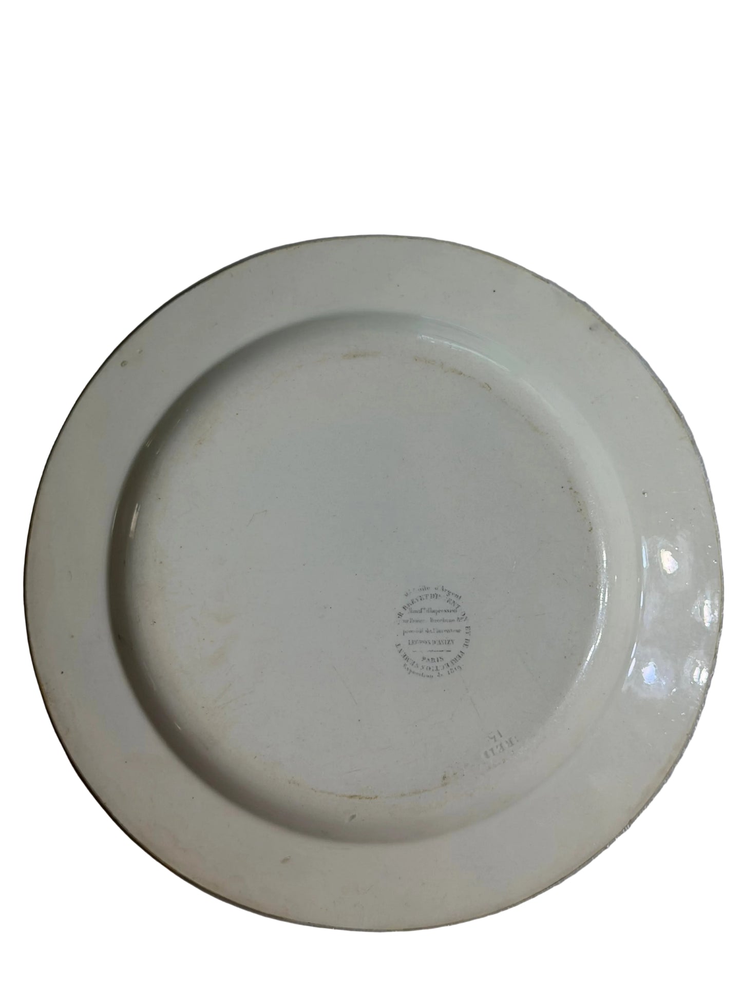Early 19th Century French Creil Black Transferware Hunt Scene Plate with Hunter, Horse & Hound 8.25”