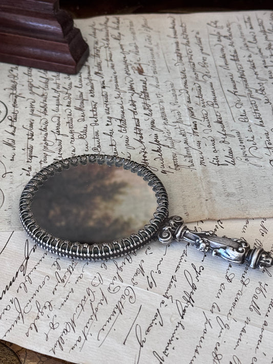 Antique French Silver Plated Hand Mirror