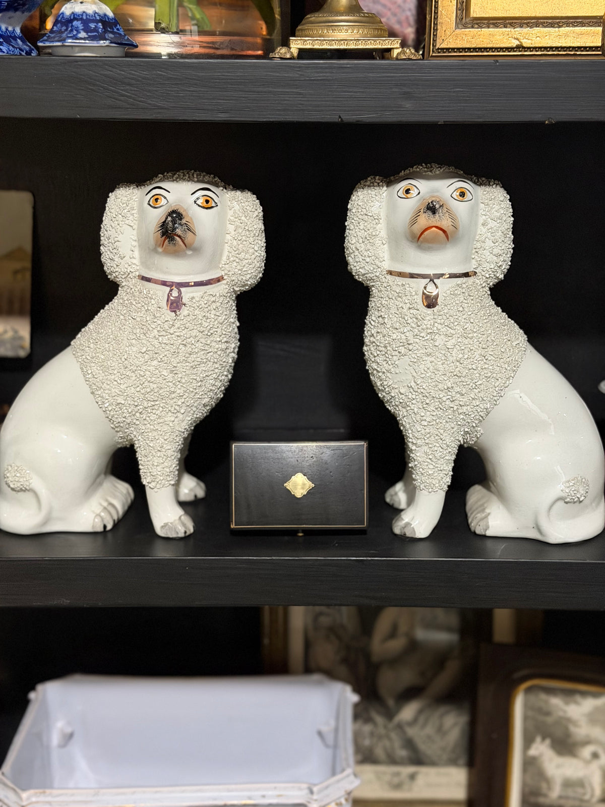 Pair of Antique Poodle Style Staffy Dogs