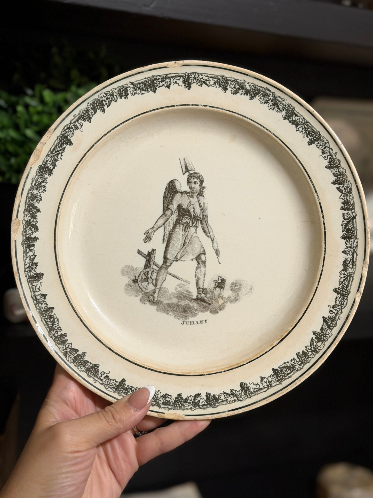 Reserved July Creil Plate, Creil 12” Platter, Horse Agate Wax Seal