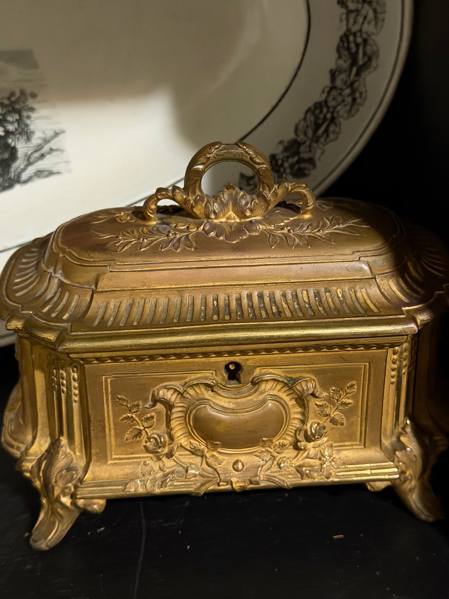 Reserved Antique French Box with Pink Silk Interior