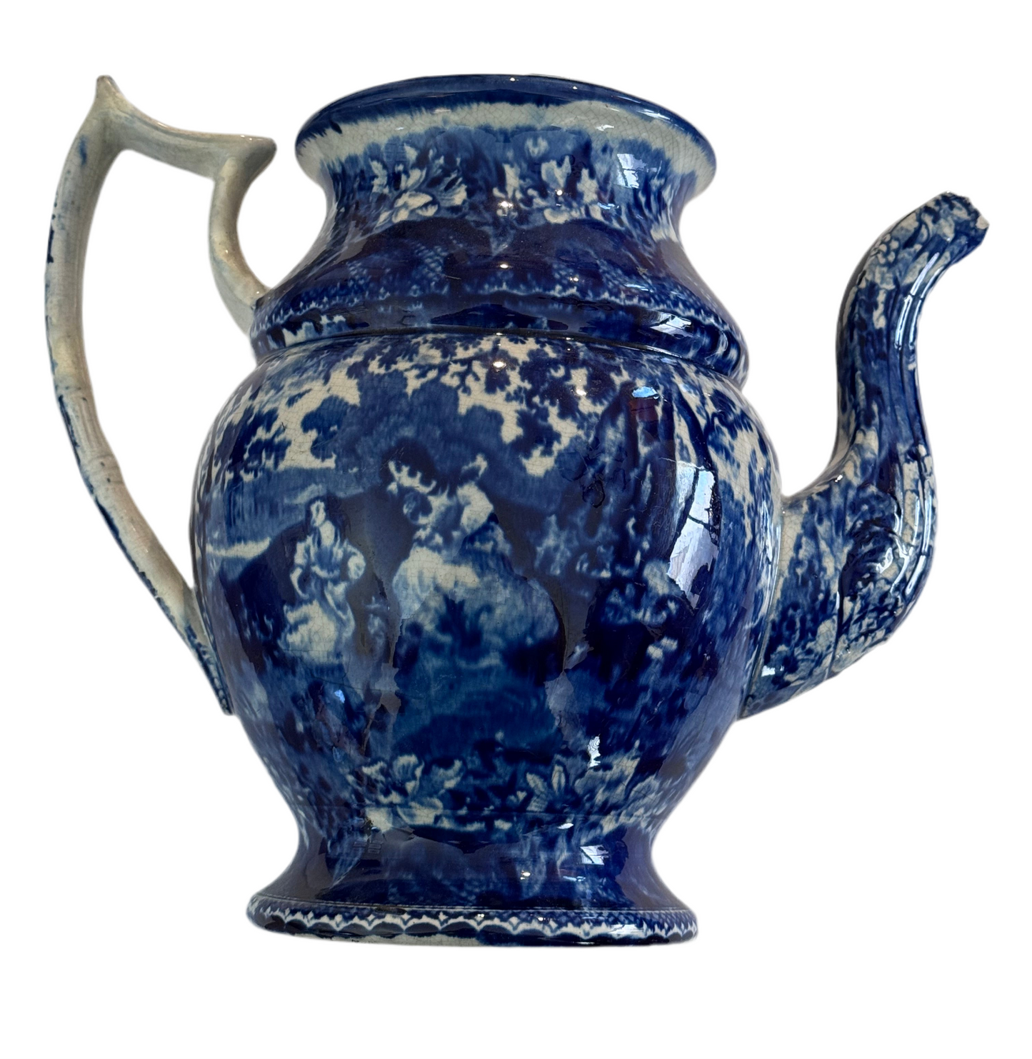 Antique English Historical Blue
Pastoral Landscape Jug, No Lid