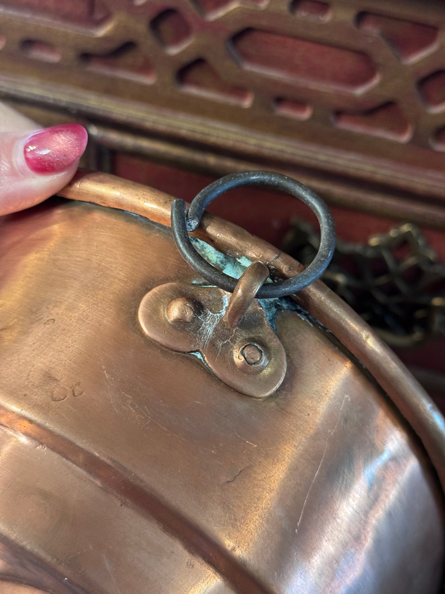 Antique French Copper Swirl Mold with Hanging Ring, Sourced in Venice