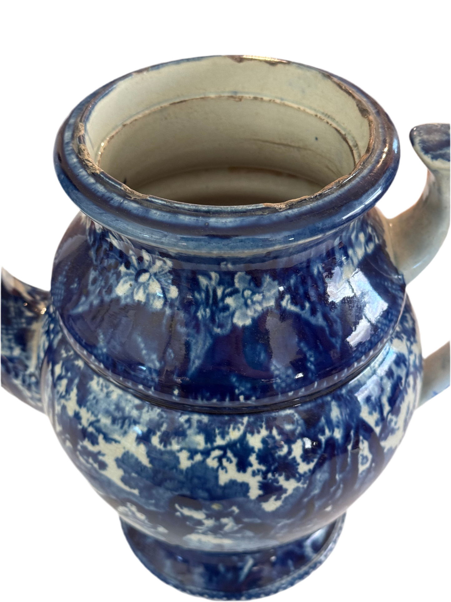 Antique English Historical Blue
Pastoral Landscape Jug, No Lid