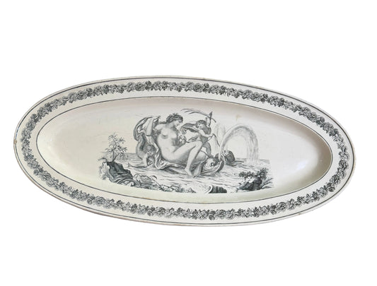 Monumental Early 19th Century French Creil Black Transferware Mythological Platter 25”