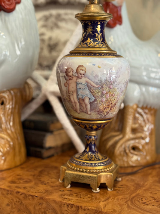 Reserved 19th c. Sèvres Lamp with Cherubs and Little Girl
