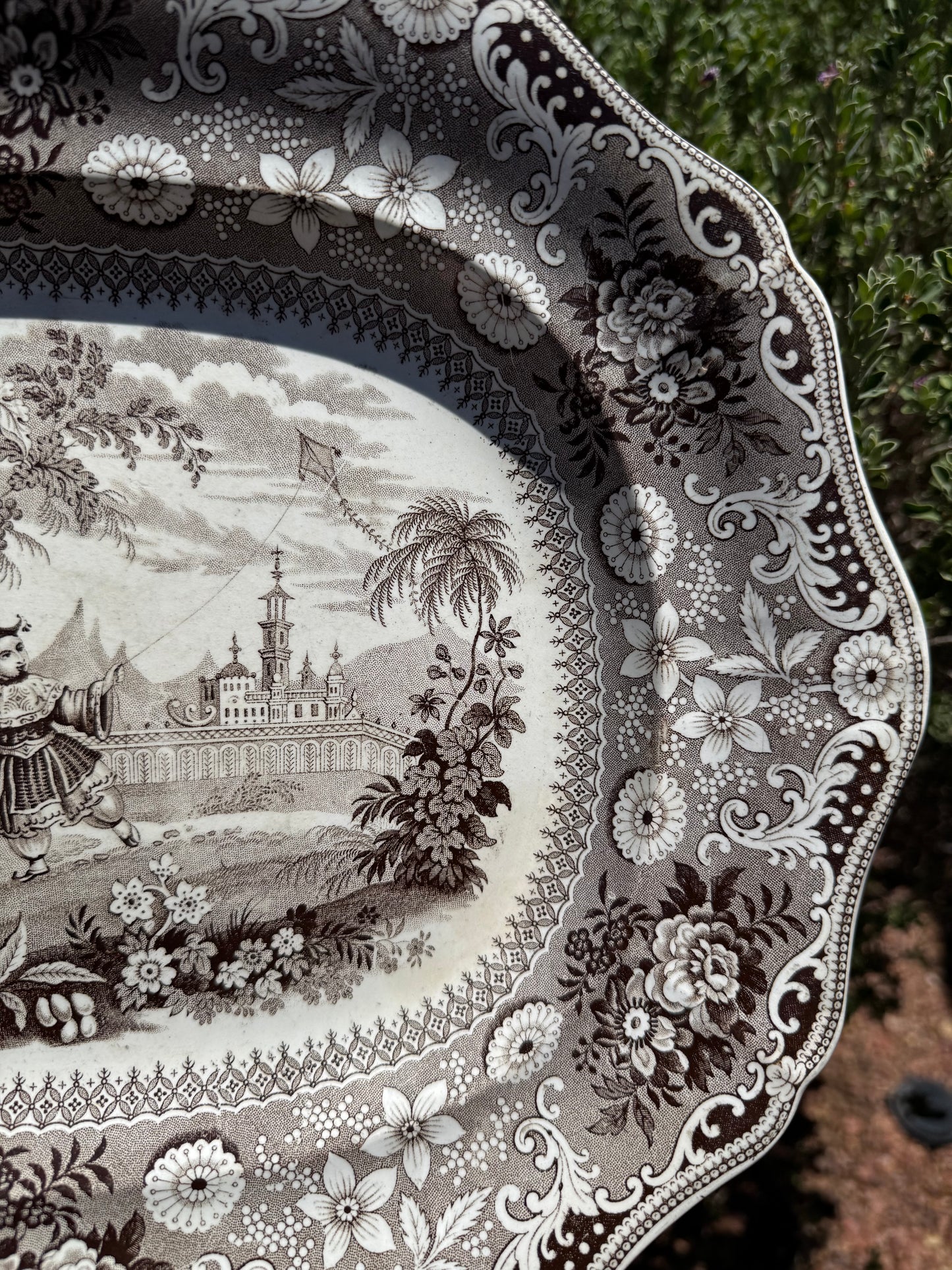 Gorgeous Early 19th c. English Ironstone Platter in “Chinese Pastime” Pattern