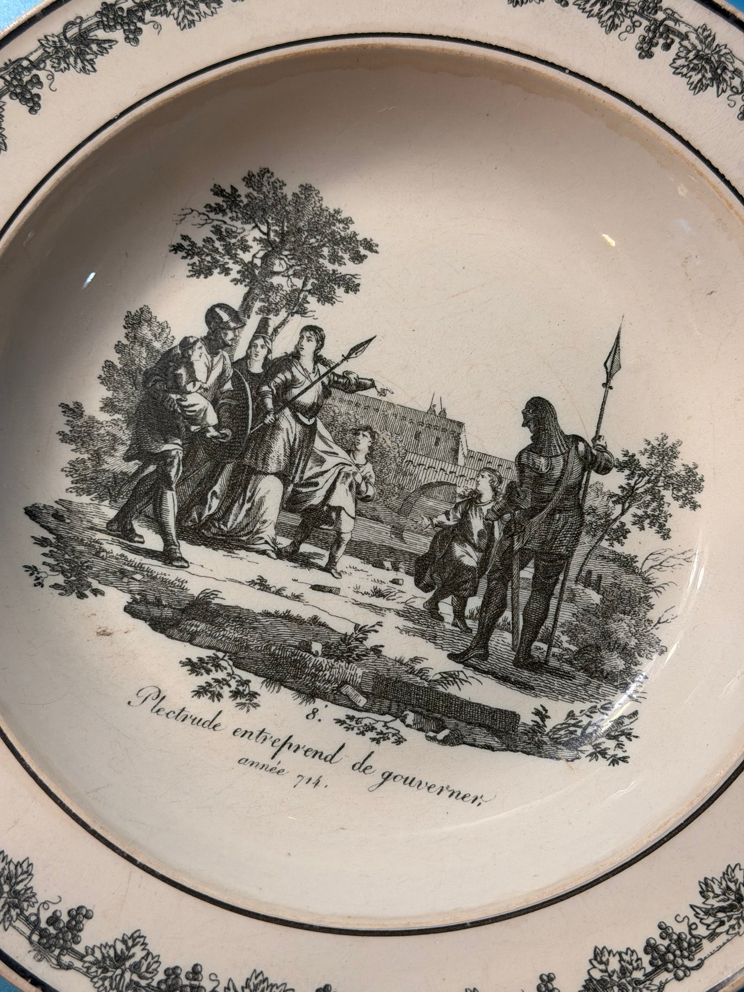 Early 19th Century French Creil Creamware Transferware Shallow Bowl | Plectrude Entreprend de Gouverner