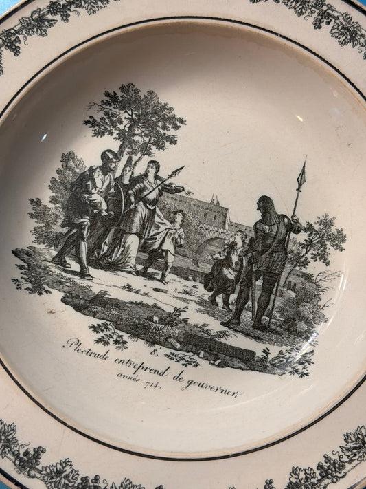 Early 19th Century French Creil Creamware Transferware Shallow Bowl | Plectrude Entreprend de Gouverner