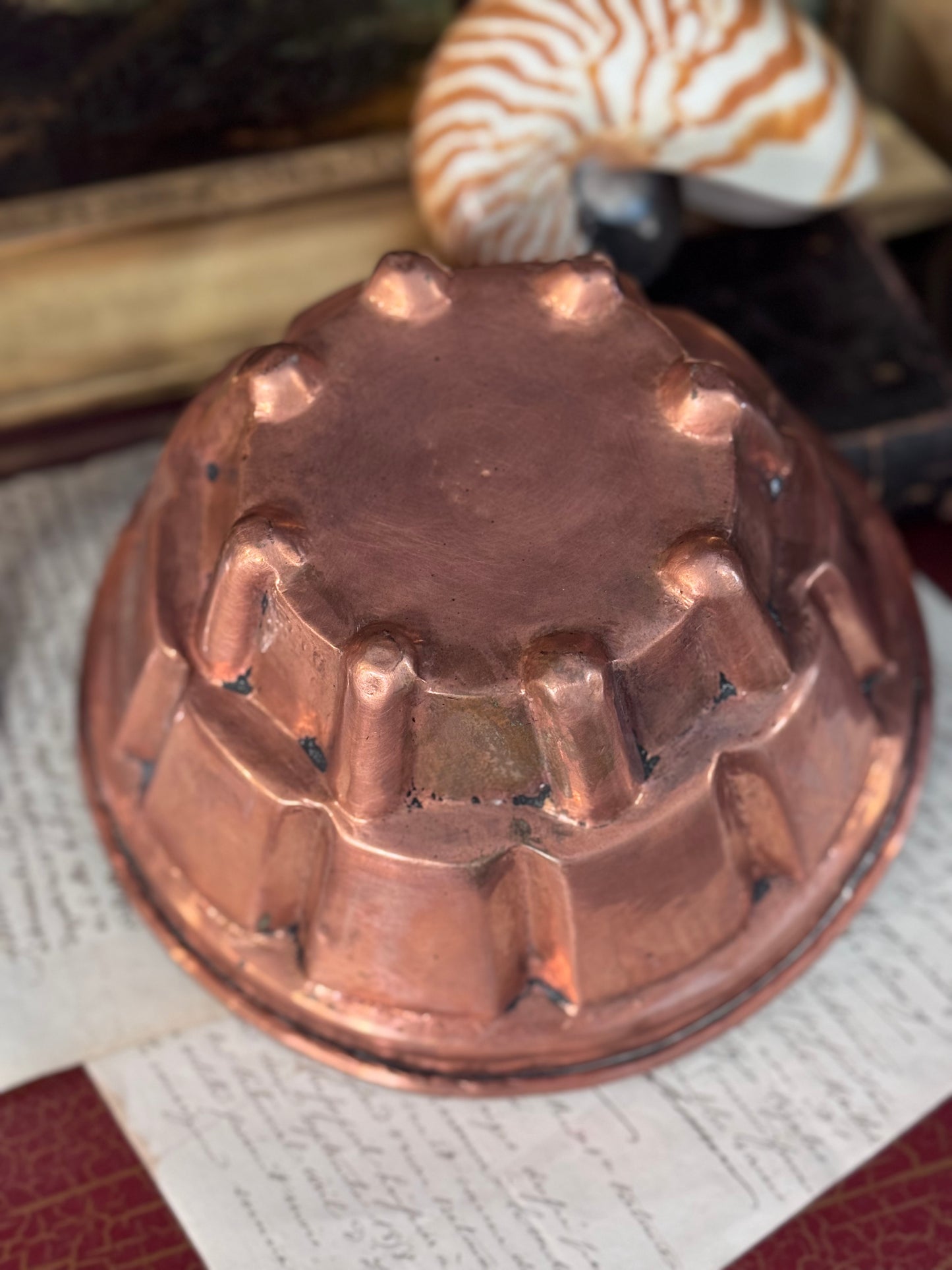 Antique French Copper Fluted Mold Sourced in Venice