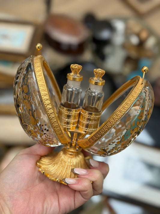 Reserved 19th c French Crystal and Gilt Bronze Egg