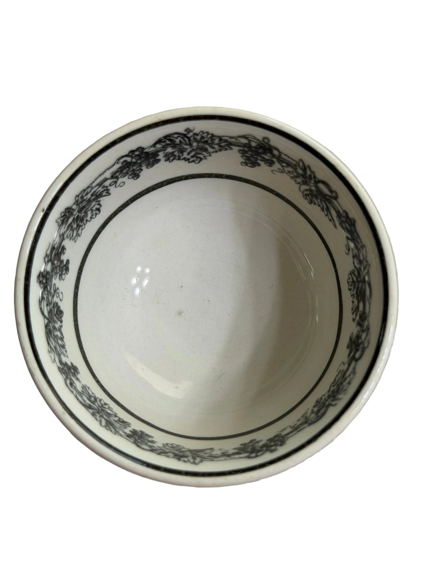 Antique French Creil Black Transfer Lion Footed Open Salt or Miniature Bowl, Circa 1830