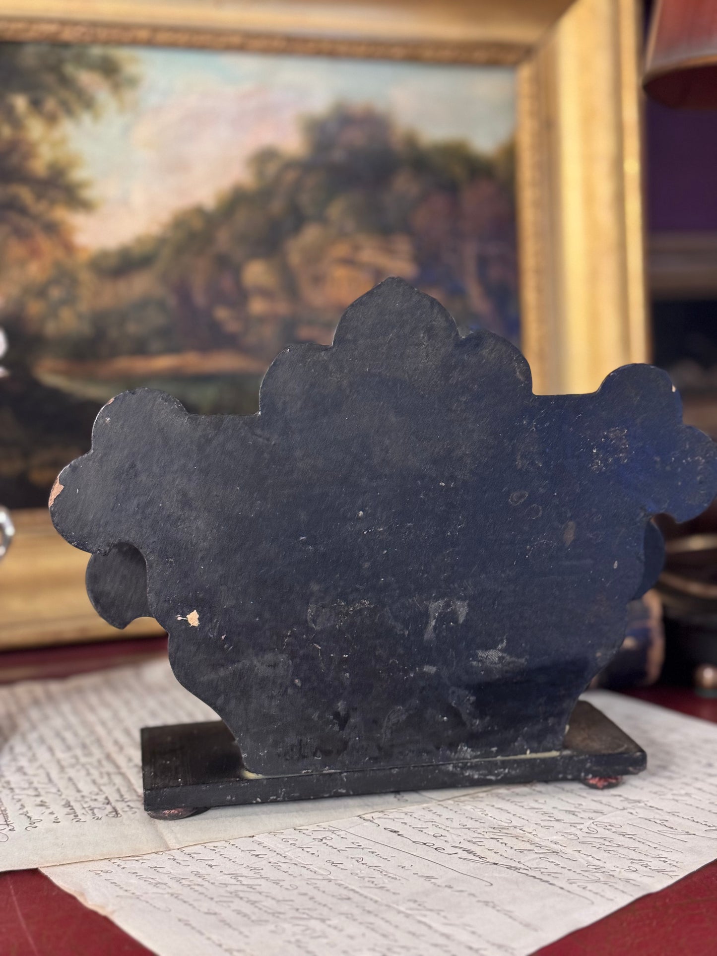 Antique Chinoiserie Papier Mâché Letter Stand with Gilt Details