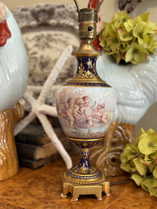 Reserved 19th c. Sèvres Lamp with Cherubs and Little Girl