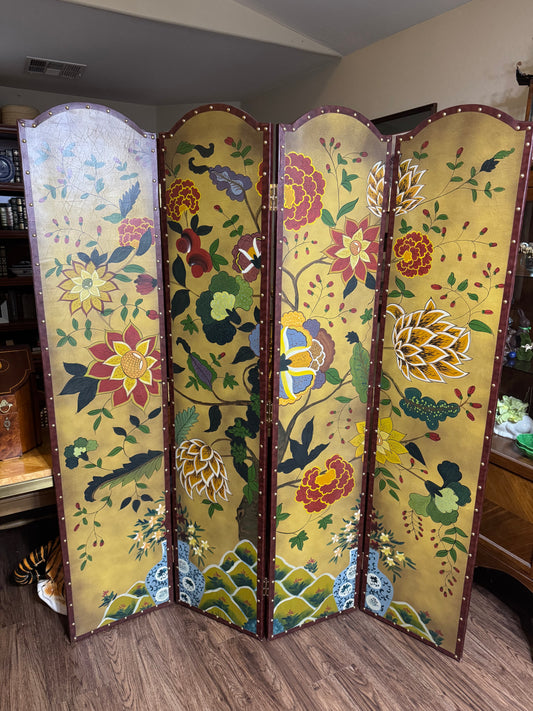 Reserved Gorgeous Hand Painted Vintage Floor Screen