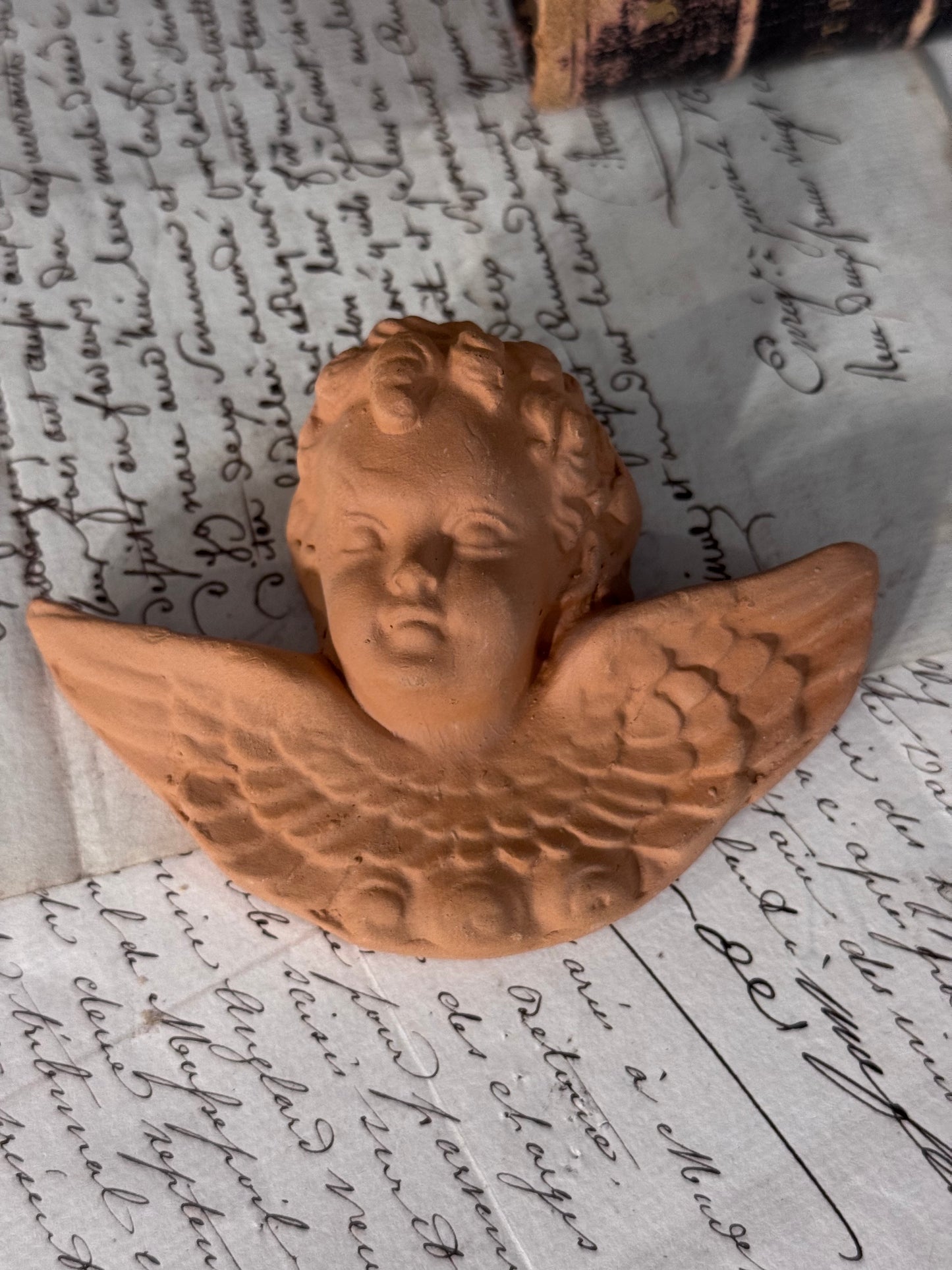 Handmade Florentine Terracotta Cherub Wall Ornament