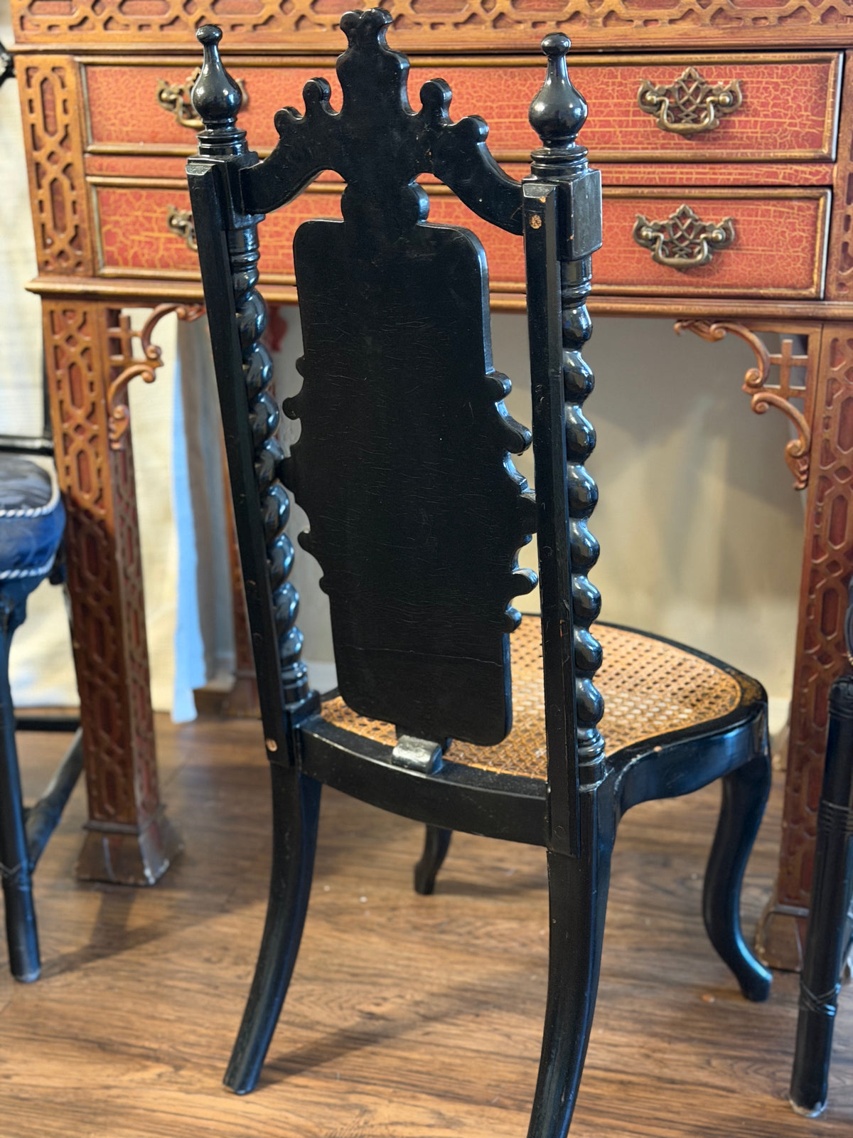 Earlier 19th Century English Papier Mâché & Mother of Pearl Low Chair