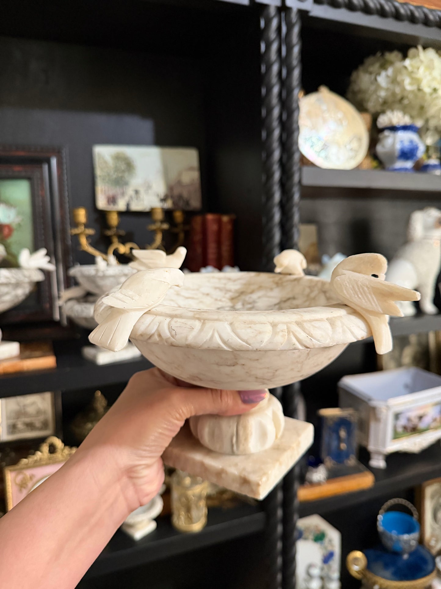 Reserved Large Bird Bath Taupe Veining