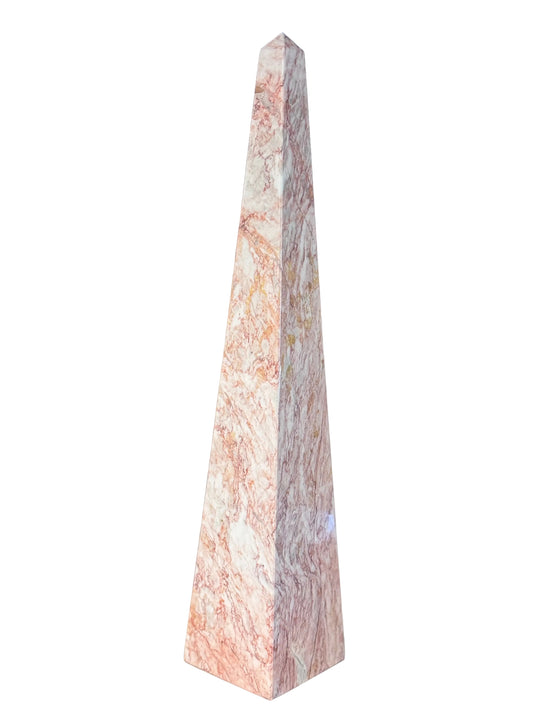 Tall Pink Marble Obelisk 16” Architectural Stone Accent